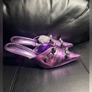 Cape Robbin Metallic Purple Mules with Stud Accents